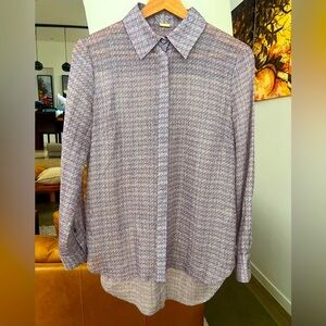 Adam Lippes Silk Metallic Button Front Blouse